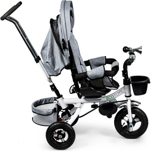 Obrotowy rowerek trójkołowy 360° Grey Delux z daszkiem ECOTOYS