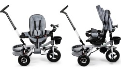 Obrotowy rowerek trójkołowy 360° Grey Delux z daszkiem ECOTOYS
