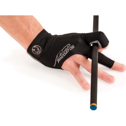 Billiard Glove, Predator Second Skin, 3-Finger, black-grey, to wear on right hand, S&M