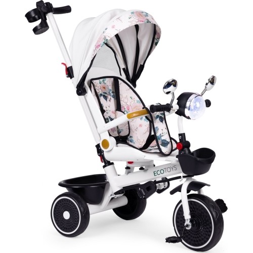 Rowerek trójkołowy dla dzieci spacerówka obracane siedzisko pchacz daszek ECOTOYS