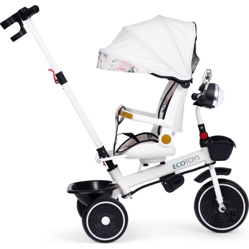 Rowerek trójkołowy dla dzieci spacerówka obracane siedzisko pchacz daszek ECOTOYS