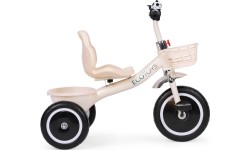 Rowerek trójkołowy z antypoślizgowymi rączkami, dzwonkiem i koszykiem, beżowy ECOTOYS
