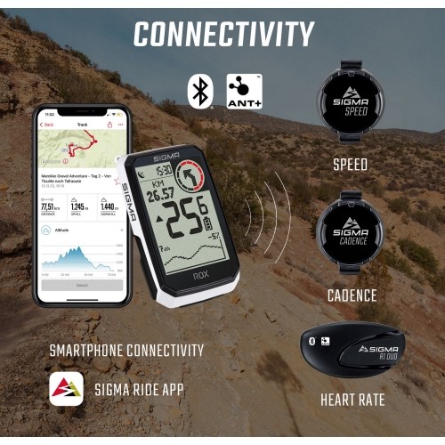 Dviračio kompiuteris SIGMA ROX 4.0 Endurance GPS White Sensor Set