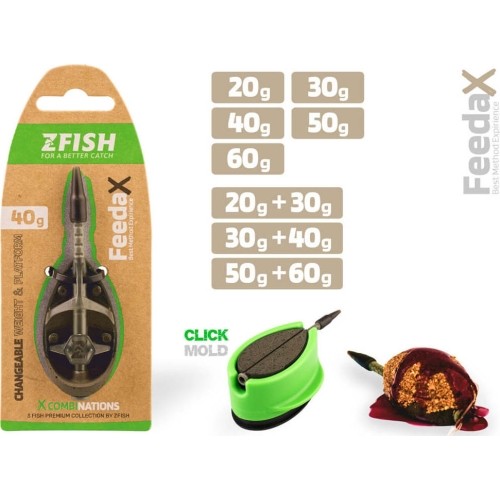 Zestaw koszyków zanętowych ZFISH Method Feeder Feeda X 50,60 g + forma