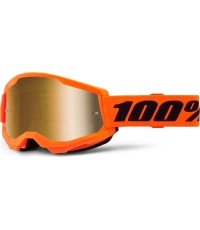 Dziecięce gogle motocrossowe 100% Strata 2 Junior Mirror - Pomarańczowy, True złota pleksa
