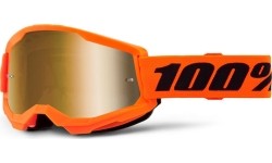 Dziecięce gogle motocrossowe 100% Strata 2 Junior Mirror - Pomarańczowy, True złota pleksa