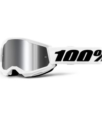 Dziecięce gogle motocrossowe 100% Strata 2 Junior Mirror - Biały, srebrna pleksa