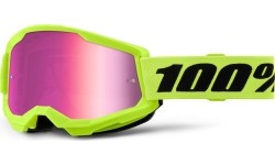 Junior Motocross Goggles 100% Strata 2 Junior Mirror - White, stříbrné plexi