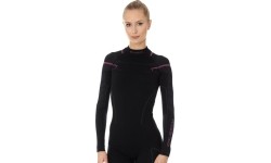 Damska koszulka termiczna z długim rękawem Brubeck Thermo - Pink-Black