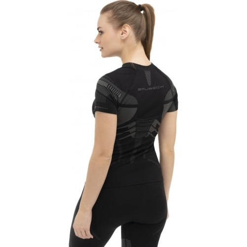 Damska koszulka sportowa z krótkim rękawem Bruback Dry - Black/Fuchsia