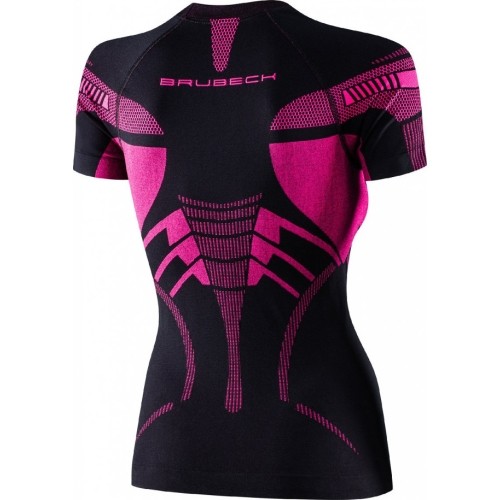 Damska koszulka sportowa z krótkim rękawem Bruback Dry - Black/Fuchsia