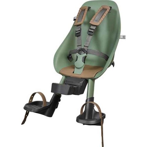 Front-Mounted Child Bike Seat w/ Adaptor Urban Iki - Icho Green/Kurumi Brown