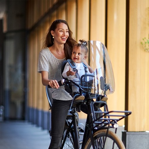 Front-Mounted Child Bike Seat w/ Adaptor Urban Iki - Inaho Beige/Bincho Black
