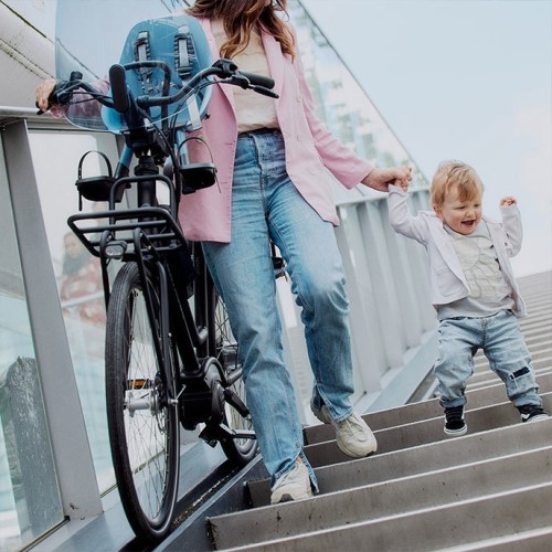 Front-Mounted Child Bike Seat w/ Adaptor Urban Iki - Shinju White/Bincho Black