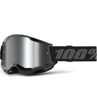 Gogle motocrossowe 100% Strata 2 New Mirror - Czarny, srebrne plexi