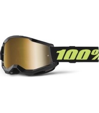 Gogle motocrossowe 100% Strata 2 New Mirror - Solar czarny, złote plexi