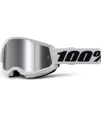Gogle motocrossowe 100% Strata 2 New Mirror - Biały, srebrne plexi