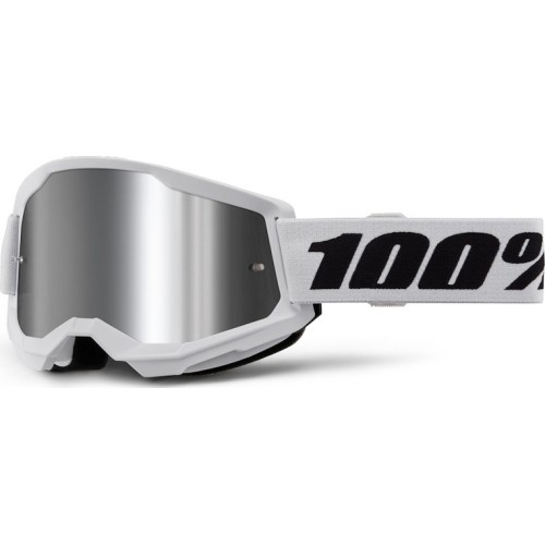 Gogle motocrossowe 100% Strata 2 New Mirror - Biały, srebrne plexi