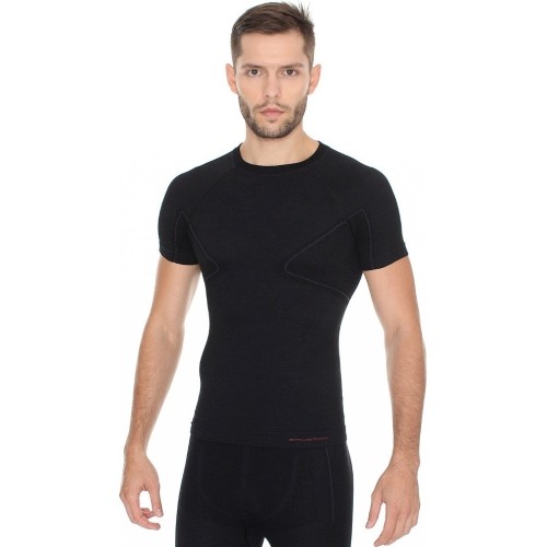 Men’s Short-Sleeved T-Shirt Brubeck Active Wool - Czarny