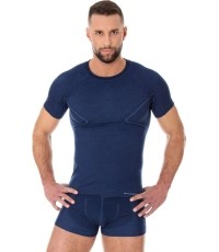 Koszulka męska z krótkim rękawem Brubeck Active Wool - Granatowy