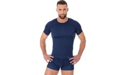 Koszulka męska z krótkim rękawem Brubeck Active Wool - Granatowy