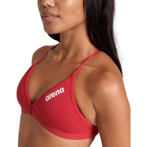 Damski top do pływania Puma Team Tie Back czerwono-biały - 450