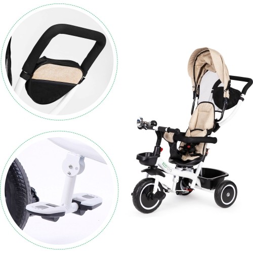 Rowerek Wózek trójkołowy dla małych dzieci z obracanym siedzeniem Eco Toys - beżowy