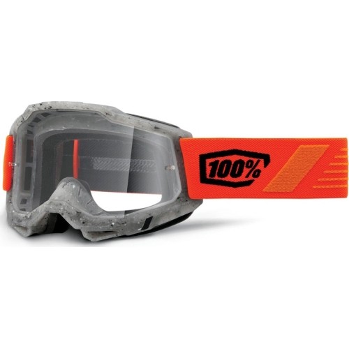 Gogle motocrossowe 100% Accuri 2 - Schrute szaro-pomarańczowy, przezroczyste plexi