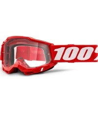 Gogle motocrossowe 100% Accuri 2 - Czerwony, przezroczyste plexi