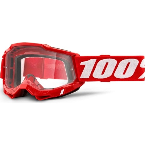 Gogle motocrossowe 100% Accuri 2 - Czerwony, przezroczyste plexi