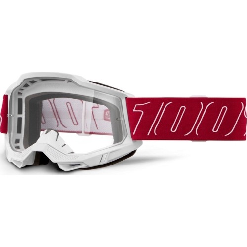 Gogle motocrossowe 100% Accuri 2 - Redline czerwony, przezroczysta pleksa