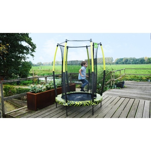 Trampolina EXIT Tiggy Junior z siatką ochronną, ø140 cm, czarno-zielona