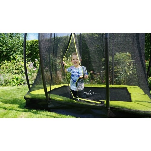 Trampolina naziemna EXIT Silhouette 153x214 cm z siatką ochronną, zielona