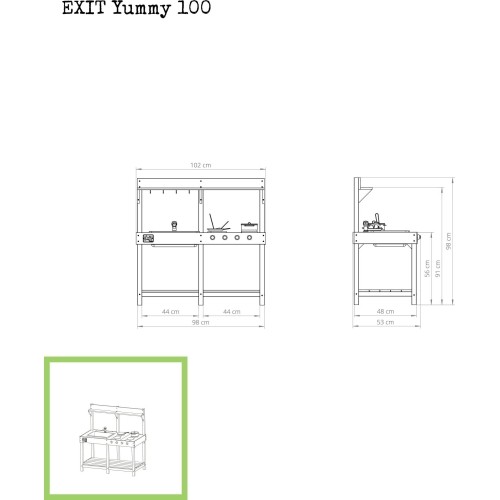 Drewniana kuchnia ogrodowa EXIT Yummy 100, naturalna