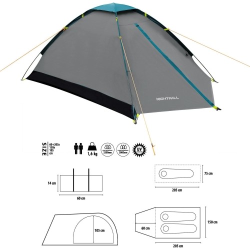 Namiot turystyczny Nils Camp Nightfall NC6033, szaro-niebieski