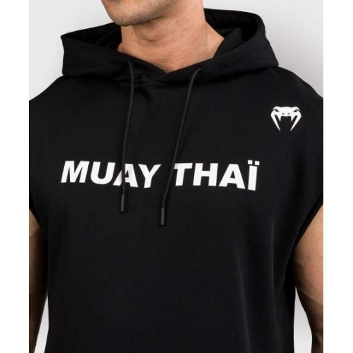 Bluza z kapturem bez rękawów Venum Muay Thai VT – czarno-biała