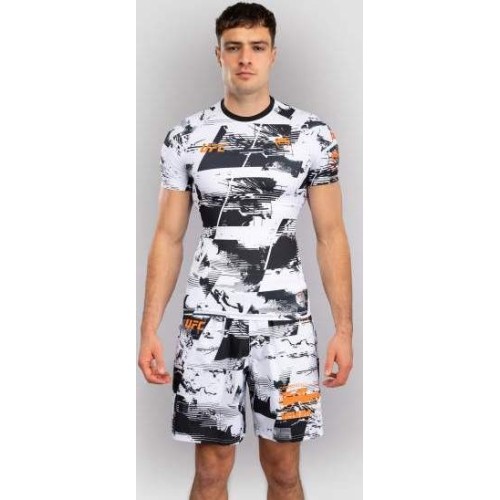 Męska koszulka rashguard UFC Zenith by Venum biała z krótkim rękawem, kompresyjna