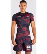 Męski rashguard UFC Zenith by Venum bordowy Authentic Fight Week z krótkim rękawem