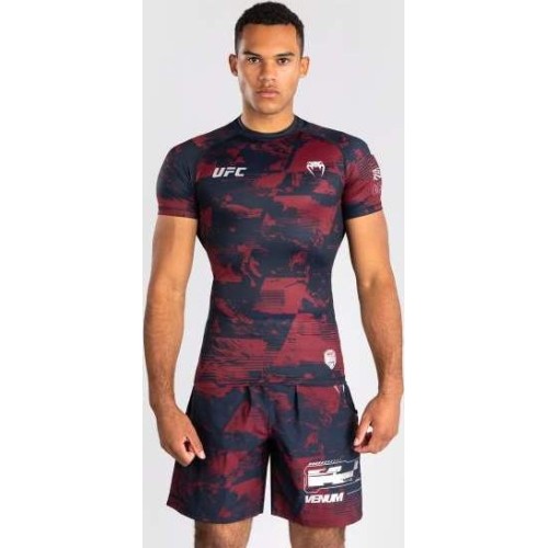 Męski rashguard UFC Zenith by Venum bordowy Authentic Fight Week z krótkim rękawem