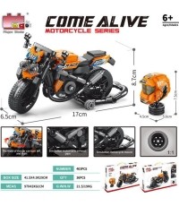 Klocki konstrukcyjne pomarańczowy motocykl, 403 elementy