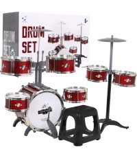 Mega Drums zestaw perkusyjny dla dzieci ze stołkiem, 6 bębnów