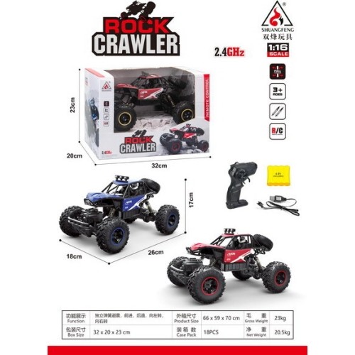 Zdalnie sterowany Crawler Monster Rock R/C 1:16 czerwony