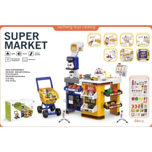 MEGA supermarket z wózkiem na zakupy i akcesoriami