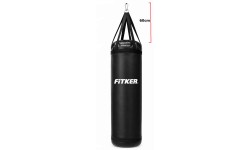 Worek bokserski Fitker® PRO z pasami, PVC, czarny - 180X60cm