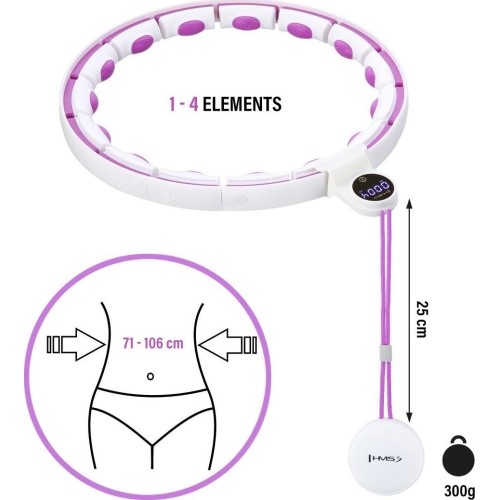 HHM17 HULA HOOP WHITE/VIOLET MAGNETIC WITH WEIGHT + COUNTER HMS