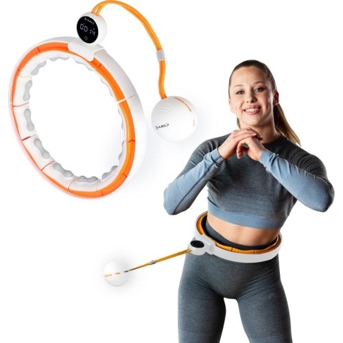 HHM21 HULA HOOP TPE WHITE/ORANGE MAGNETIC WITH WEIGHT + COUNTER HMS