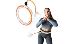 Hula hoop masujący HMS HHM21 TPE, biało-pomarańczowy, magnetyczny, z obciążeniem i licznikiem