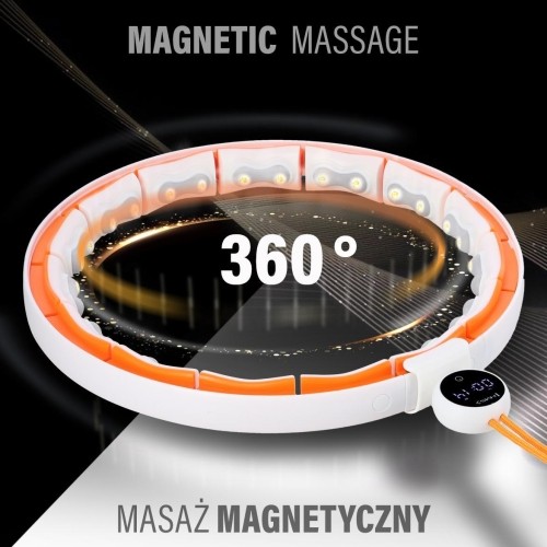 HHM21 HULA HOOP TPE WHITE/ORANGE MAGNETIC WITH WEIGHT + COUNTER HMS