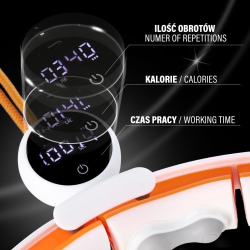 HHM21 HULA HOOP TPE WHITE/ORANGE MAGNETIC WITH WEIGHT + COUNTER HMS