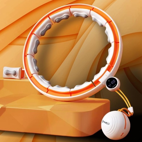 HHM21 HULA HOOP TPE WHITE/ORANGE MAGNETIC WITH WEIGHT + COUNTER HMS